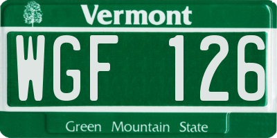 VT license plate WGF126