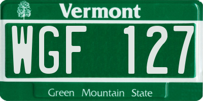 VT license plate WGF127