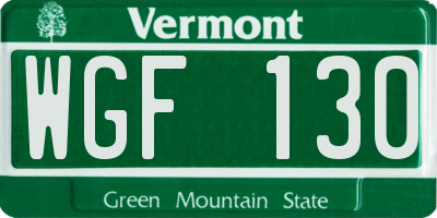 VT license plate WGF130