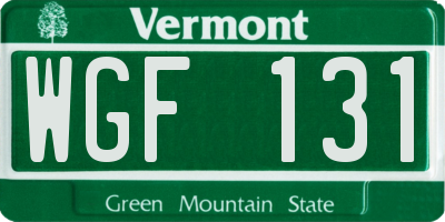 VT license plate WGF131