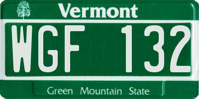 VT license plate WGF132