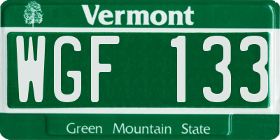 VT license plate WGF133