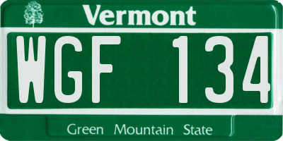 VT license plate WGF134