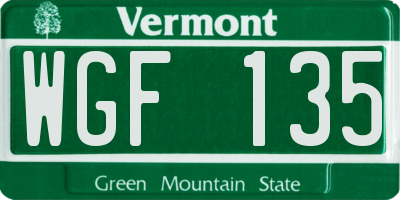 VT license plate WGF135