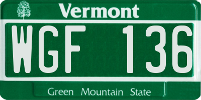VT license plate WGF136