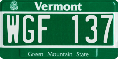 VT license plate WGF137