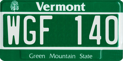 VT license plate WGF140