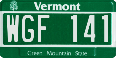 VT license plate WGF141