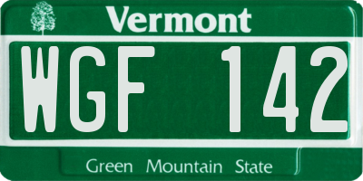 VT license plate WGF142