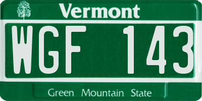 VT license plate WGF143