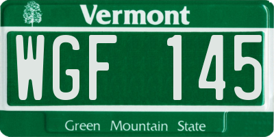 VT license plate WGF145