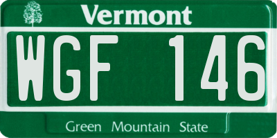 VT license plate WGF146