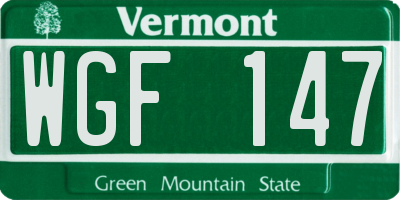 VT license plate WGF147