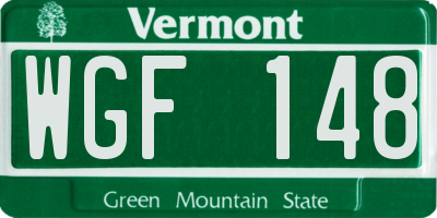 VT license plate WGF148