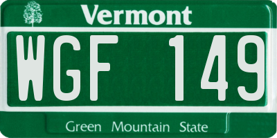 VT license plate WGF149
