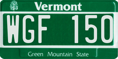 VT license plate WGF150
