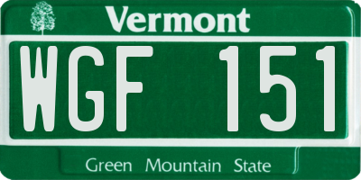 VT license plate WGF151