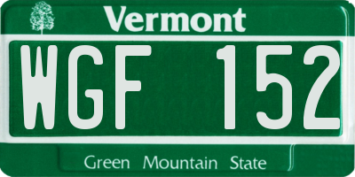 VT license plate WGF152