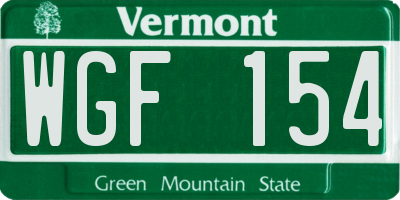 VT license plate WGF154