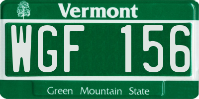 VT license plate WGF156