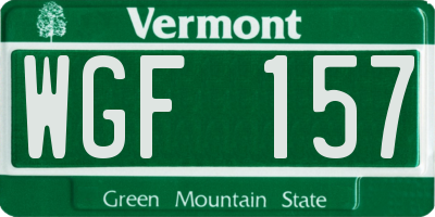 VT license plate WGF157