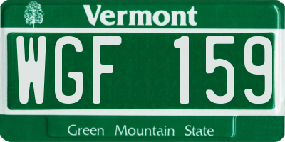 VT license plate WGF159