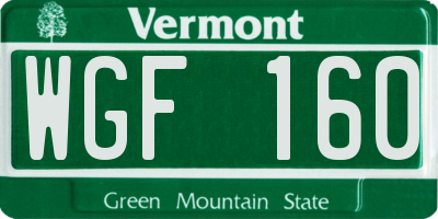 VT license plate WGF160
