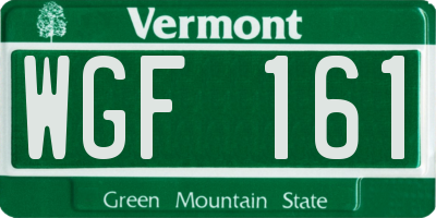 VT license plate WGF161
