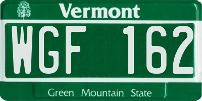 VT license plate WGF162
