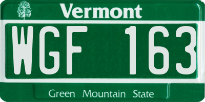 VT license plate WGF163
