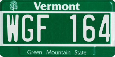 VT license plate WGF164