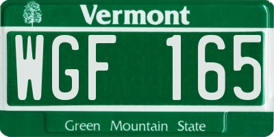 VT license plate WGF165