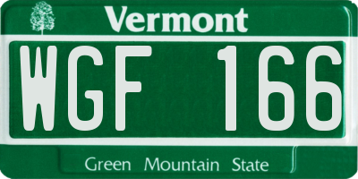 VT license plate WGF166