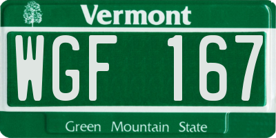 VT license plate WGF167
