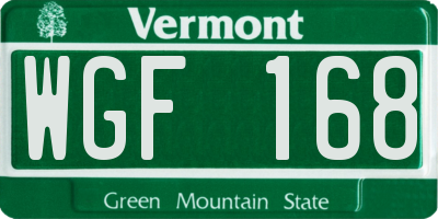 VT license plate WGF168