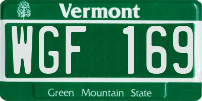 VT license plate WGF169