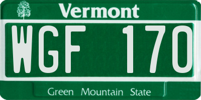VT license plate WGF170