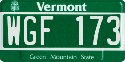 VT license plate WGF173