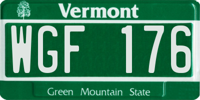 VT license plate WGF176