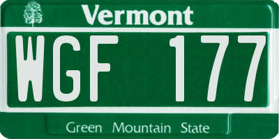 VT license plate WGF177