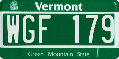 VT license plate WGF179
