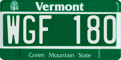 VT license plate WGF180