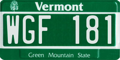VT license plate WGF181