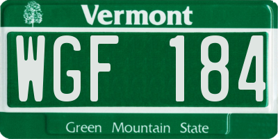VT license plate WGF184