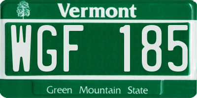 VT license plate WGF185