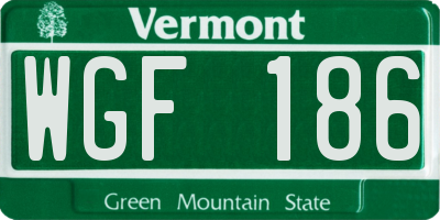 VT license plate WGF186