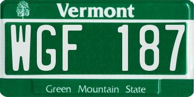 VT license plate WGF187