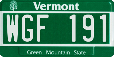 VT license plate WGF191