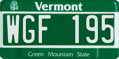 VT license plate WGF195
