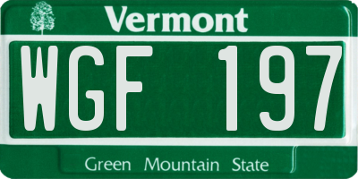 VT license plate WGF197